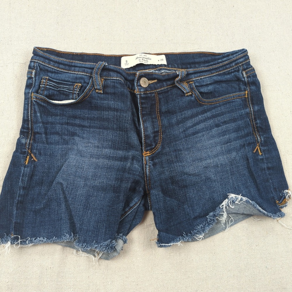 Abercrombie & Fitch Denim Shorts Womens 8‎ Blue Low Rise Cut Off Distressed